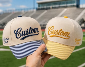 Custom 3D Puff Embroidered Stripe Hat, Personalized Text, Logo, Football Moms Cap