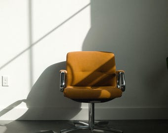 Steelcase 454 Swivel Chair 1970s Vintage Office Chair Mustard Yellow Chrome Mid Century Modern