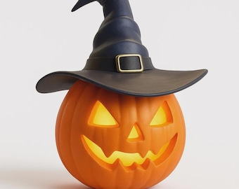 Halloween Pumpkin with Witch Hat STL File