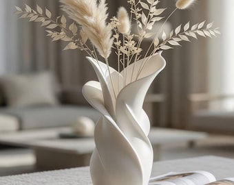 Vaso abstrato moderno com design torcido (STL) | Vaso de flores espiral elegante
