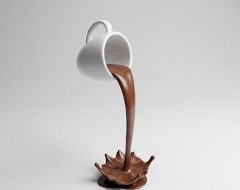 Escultura de ilusión óptica de taza de café flotante - Archivo STL imprimible en 3D