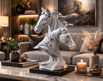 Archivo STL de busto de caballo: Escultura de dos cabezas de caballo