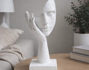 Escultura facial abstracta moderna, archivo STL: estatua minimalista para decoración del hogar