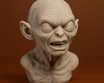 Arquivo STL do Busto de Gollum – Modelo 3D inspirado em O Senhor dos Anéis – Escultura digital para impressão