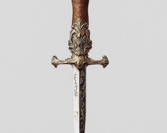 Adaga Ornamentada de Fantasia - Modelo 3D - Arquivo STL Medieval (Download Digital)