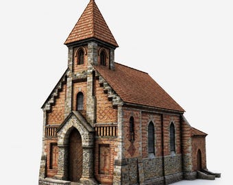 Modelo 3D de Igreja Gótica em STL – Miniatura de Capela de Pedra para Impressão (Download Digital)