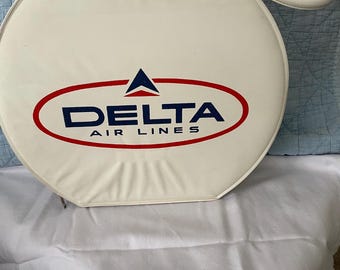 Vintage 1970s Delta Airlines Carry On Bag White Vinyl Travel Purse Retro Luggage Airline Memorabilia