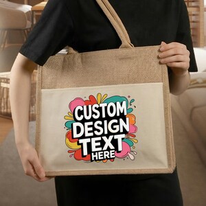 Wholesale Custom Blank Jute Burlap Tote Bags, Reusable Eco-Friendly Beach Tote Gift Bags with Pocket