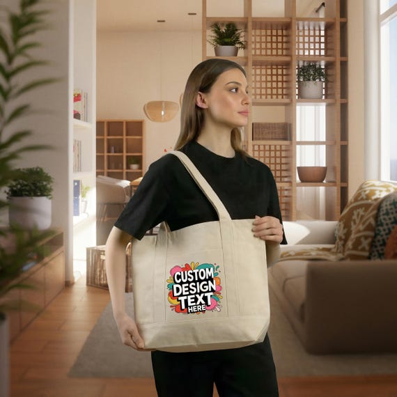 Custom Canvas Tote Bag DTF Print Personalized Logo Wholesale Gift