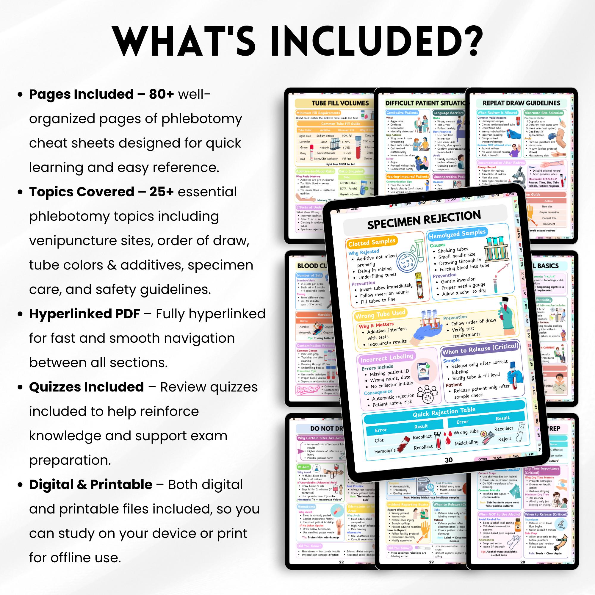 Phlebotomy Reference Phlebotomy Cheat Sheet PDF | Order of Draw, Tube Colors Chart ...