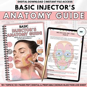 Facial Anatomy Guide for Injectors PDF | Aesthetic Nurse Cheat Sheet Printable | Facial Muscles Arteries Botox Dermal Filler Tips