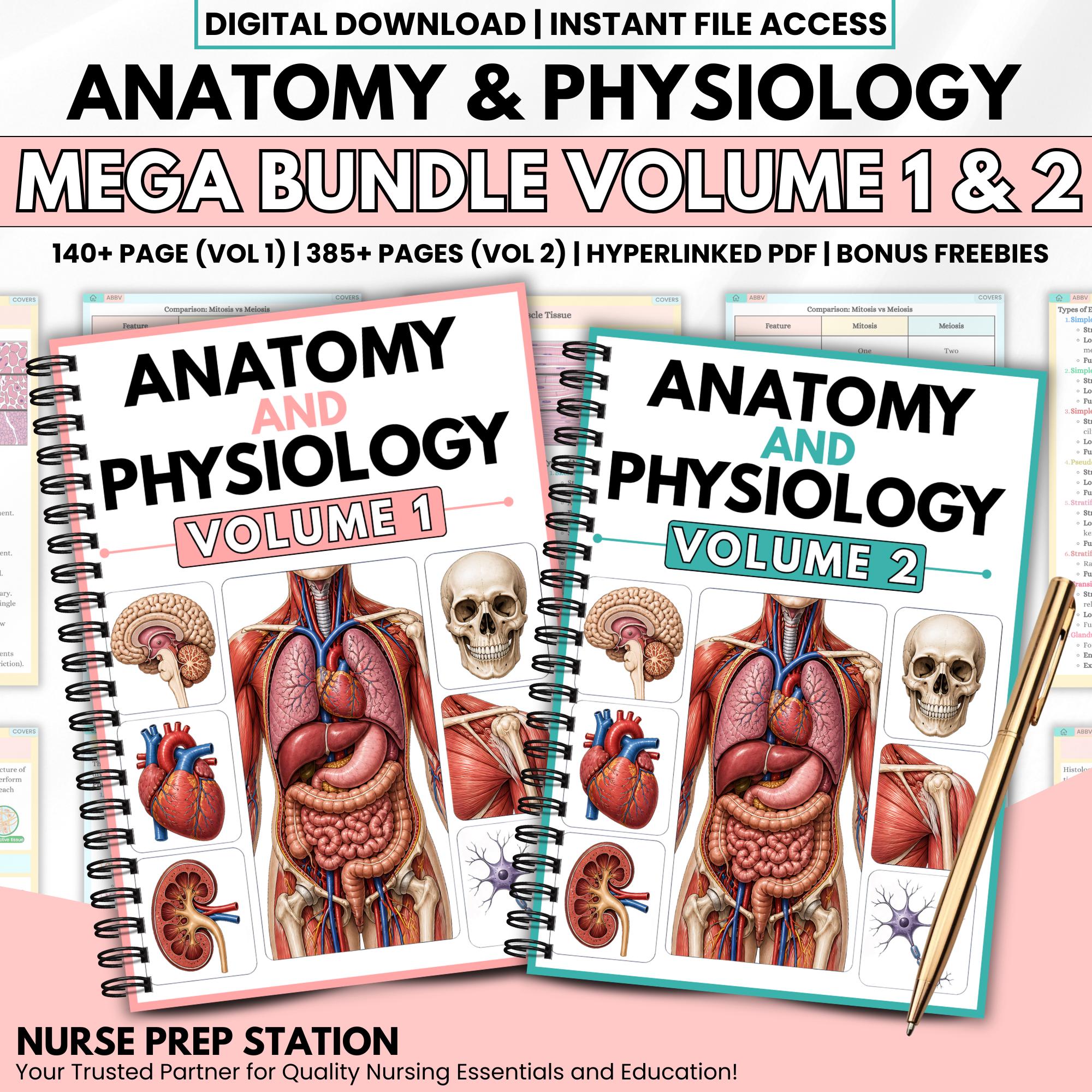 Anatomy and Physiology Mega Bundle Vol 1 & 2 | Nursing Study Guide | 10 ...