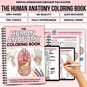 450+ Human Anatomy Coloring Book PDF | Anatomy Workbook | Nursing Study Guide | Medical Student Notes | Body Systems Learning