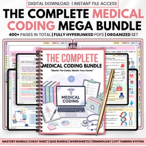 Medical Coding Mega Bundle | ICD-10 & CPT Study Notes | Coding Cheat Sheets and Practice Worksheets | Healthcare PDF Download
