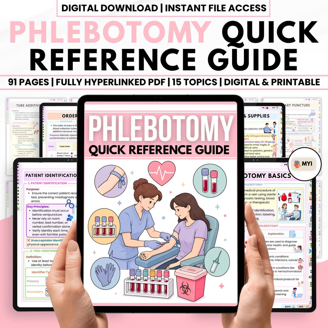 Phlebotomy Quick Reference Guide PDF | Blood Collection Study Notes ...