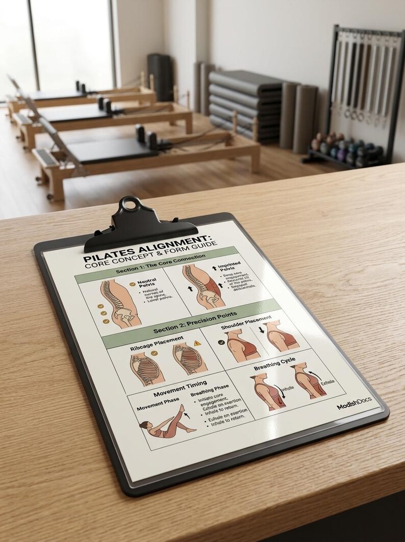 Pilates Alignment & Form Guide | Core Concept Poster | Neutral Vs ...