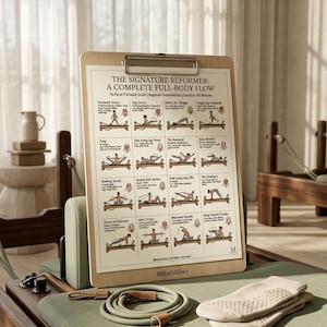d'entraînement Pilates de Reformer | Guide d'écoulement complet 16 panneaux | décoration murale Pilates pour salle de sport à domicile | 18 x 24" imprimable téléchargement numérique
