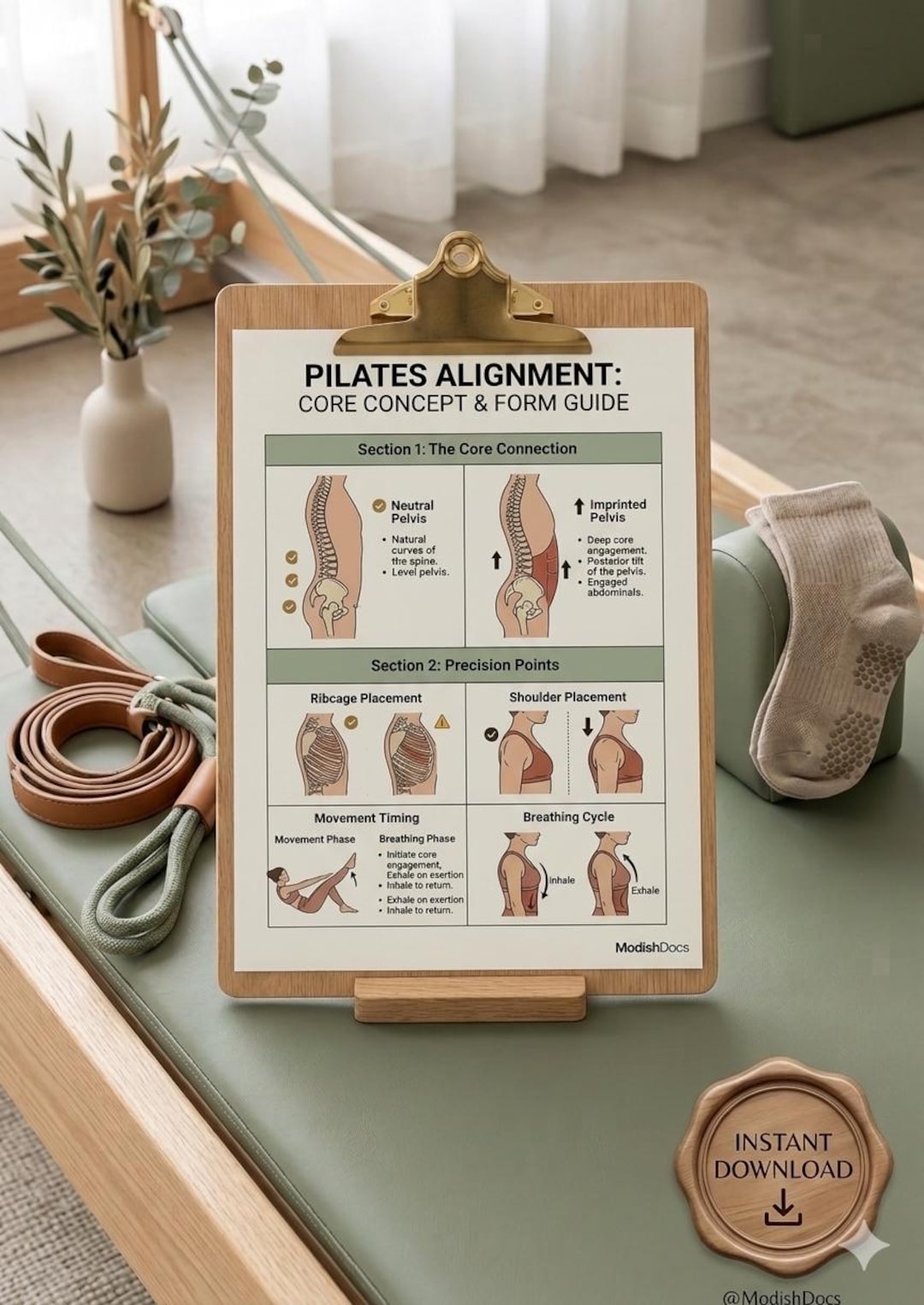 Pilates Alignment & Form Guide | Core Concept Poster | Neutral Vs ...