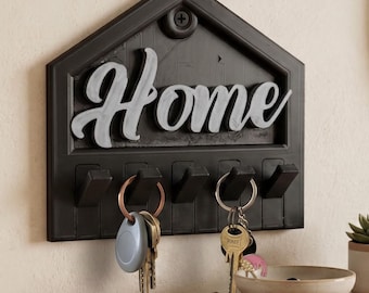 Cute House Key Organizer, Entryway Wall Storage, Home Sweet Home Sign, Modern Key Hooks, Aesthetic Apartment Decor, Useful Gift For Family