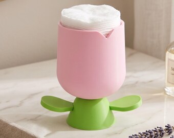 Tulip Makeup Brush Holder, Pastel Pink Flower Vanity Organizer