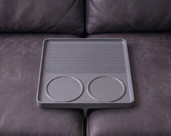 Couch Armrest Tray, Sofa Gap Organizer Board, Double Cup Holder Palette, Plastic Snack Table for Couches, Movie Night Lounge Gift