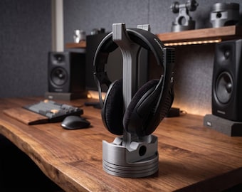 Soporte para auriculares con forma de pistón impreso en 3D, accesorio de escritorio para automóviles, regalo para mecánicos, soporte para auriculares con forma de pieza de motor, decoración para entusiastas de los coches, regalo para gamers