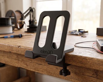 Clamp On Desk Phone Stand, Minimalist Phone Mount, Floating Display Cradle, Office Accessory, Ergonomic Workstation Gadget