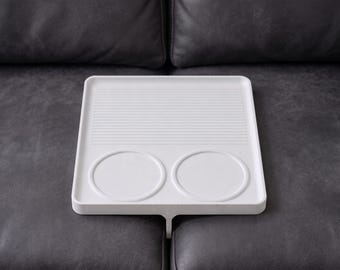 Tisch zwischen Kissen eines Sofas, 3D gedruckte Couch-Konsole, zwischen Sitz-Getränkehalter, Sofa Gap Organizer, Snack-Tablett