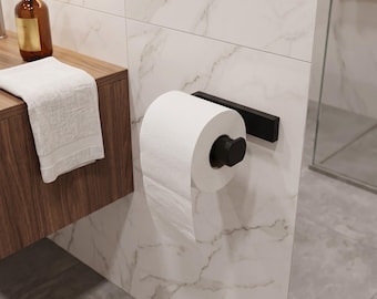 Matte Black Toilet Paper Holder, Modern Wall Mount Roll Dispenser, Minimalist Bathroom Hardware, Industrial Bath Decor