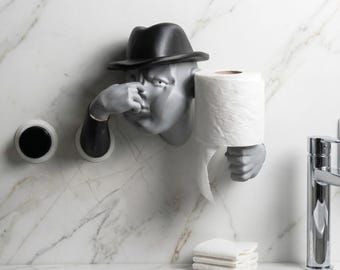 Toilet Paper Holder, Quirky Character Bathroom Decor, Novelty Wall Mount Tissue Stand