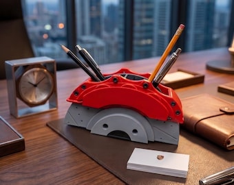 Porsh Desk Organizer, Brake Caliper Pen Holder, Car Guy Gifts, Mechanical Engineer Office Decor, Automotive Office Accessories, F1 Gifts