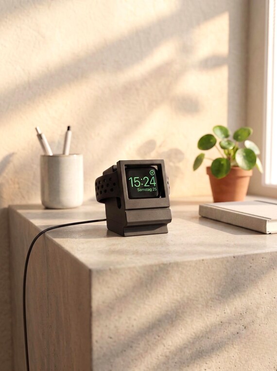 Macintosh Watch Dock, Apple Watch Stand Retro, Desk Decor, Smartwatch Charging Stand, Tech Lover Gift, Minimalist Desk Setup