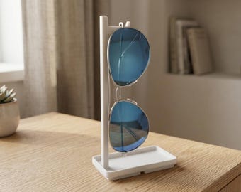 3D Printed Sunglasses Stand, Eyeglasses Holder, Desk Eyewear Display, Minimalist Glasses Rack, Nightstand Organizer Catchall Tray