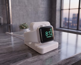 Apple Watch Stand, Custom iWatch Charger Dock, Desk Organizer Gift, Tech Nightstand Holder, Cute Watch Bedside Mount, 3D Printed Accessory