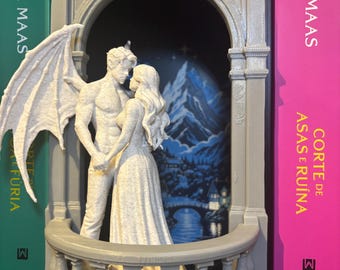 Angolo lettura Velaris ispirato ad ACOTAR | Balcone e personaggi rimovibili | Inserto per libreria fantasy | Decorazione per la Corte della Notte di Velaris | Regalo per amanti dei libri