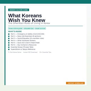 Przewodnik po kulturze Korei | Niepisane zasady i porady dotyczące przetrwania, które Koreańczycy chcieliby, żebyś znał | PDF zdjęcie 1
