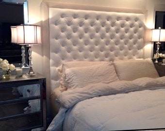 Extra-Wide King Diamond Tufted Headboard and Bench Set in ...