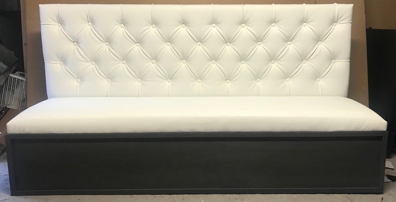 Tufting Banquette Bench With Wood Base Etsy