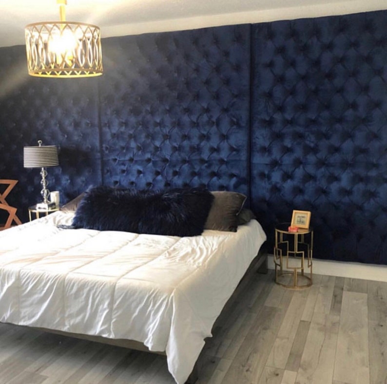 Velvet Tufted Oversized Tall Wall Panels Headboard