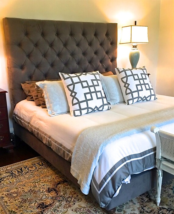 Velvet Diamond Tufted Headboard And Upholstered Bed Frame Set Image 0