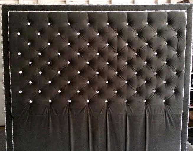 Crystal Button Tufted Velvet Headboard with Double Crystal Etsy