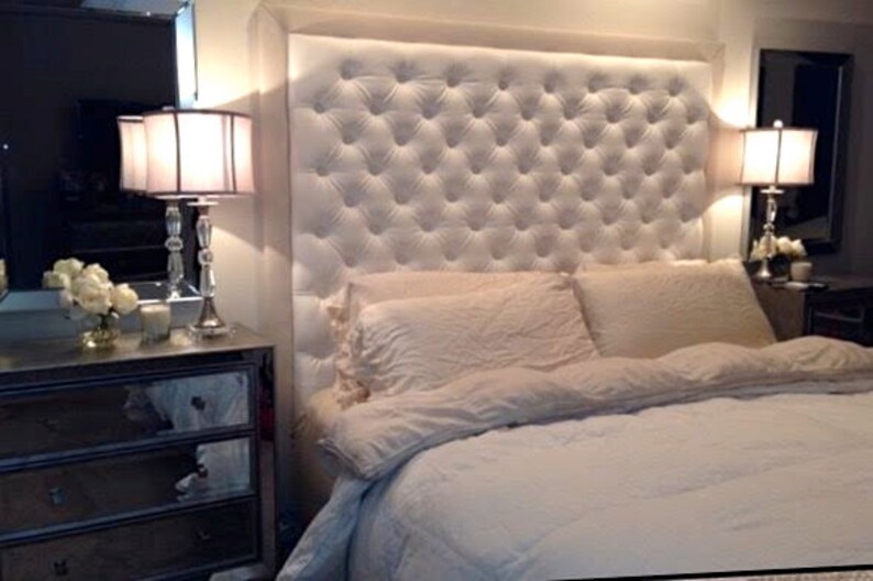 Diamond Tufted Faux Leather Headboard with Contrasting Border Etsy