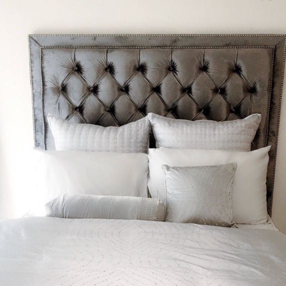 velvet tufted headboard