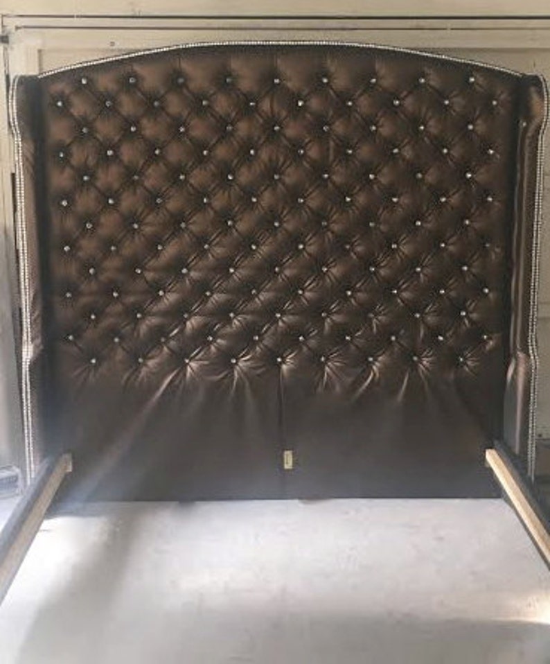 Arched Crystal Tufted Wingback Headboard with Platform Bed Etsy