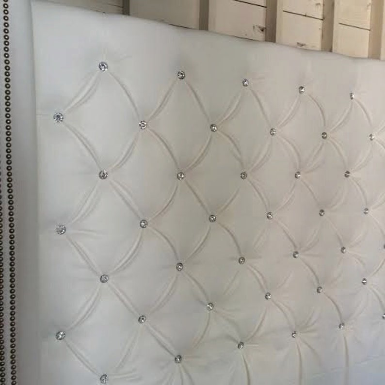 Diamond Tufted Faux Leather Wingback Headboard with ...