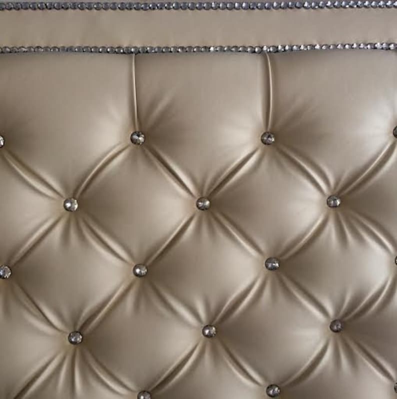 Tufted Headboard with Crystal Buttons and Crystal Border Etsy