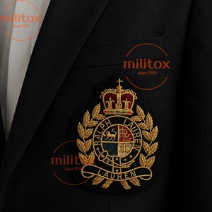 Vintage Lauren Hand Embroidered Bullion Wire Blazer Badge | Blazer Pocket Crest | Sew On Royal Family Crest | Gold Wire Emblem