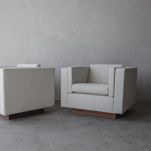 Pair of Cube Plinth Base Lounge Chairs image 3