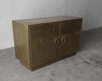 Patinaed Brass Clad Cabinet by Sarreid Spain