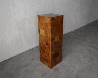 1970s Brutalist Copper Patchwork Pedestal by Percival Lafer